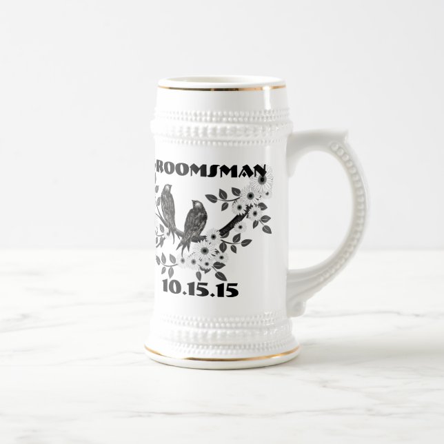Groomsman Stein - Vintage Birds Sejdel (Höger)
