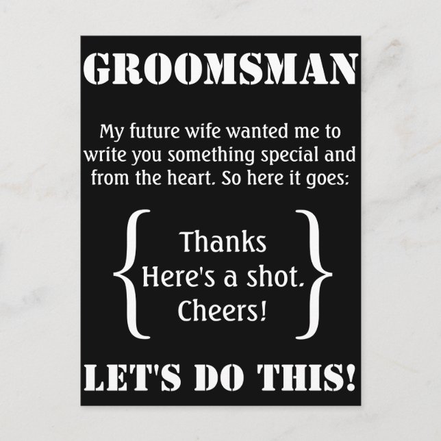 Groomsman Tack Vykort (Framsida)