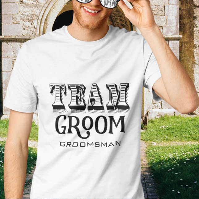 Groomsman Team Groom Hand Lettered Black Bläck T Shirt (Skapare uppladdad)