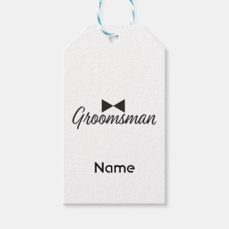 Groomsman text och Bow tie Presentetikett