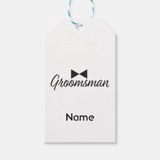 Groomsman text och Bow tie Presentetikett (Framsidan)