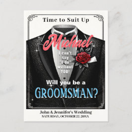 Groomsman Tuxedo-inbjudan Kostym up Vykort