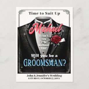 Groomsman Tuxedo-inbjudan Kostym up Vykort