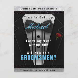 Groomsman Tuxedo-inbjudan Kostym up Vykort