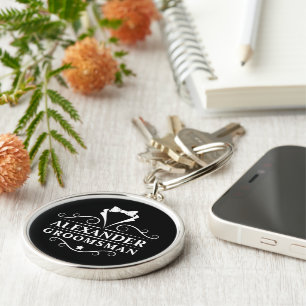 Groomsman Tuxedo Tie Black Premium Round Rund Silverfärgad Nyckelring
