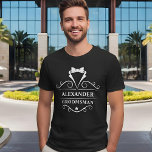 Groomsman Tuxedo Tie Black T Shirt<br><div class="desc">Bröllop Groomsman Tuxedo Tie Black T-Shirt</div>