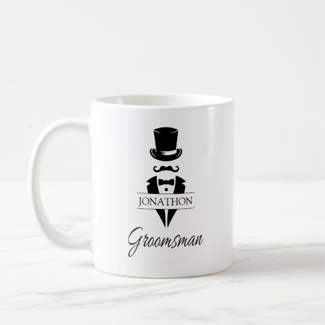 Groomsman Tuxedo Top hat Namn Kaffemugg (Vänster)