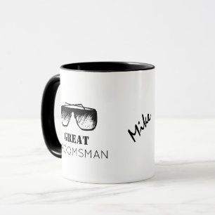 Groomsman Typography Namn Black Googles Bröllop Mugg