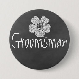Groomsman Vild Vit ros Chalkboard Knapp