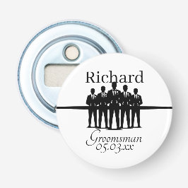 Groomsman Wedding Suited Squad Silhouette Name Flasköppnare