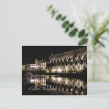 Groot Vleeshuis, Gent, Belgien på natten