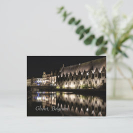 Groot Vleeshuis, Gent, Belgien på natten Vykort