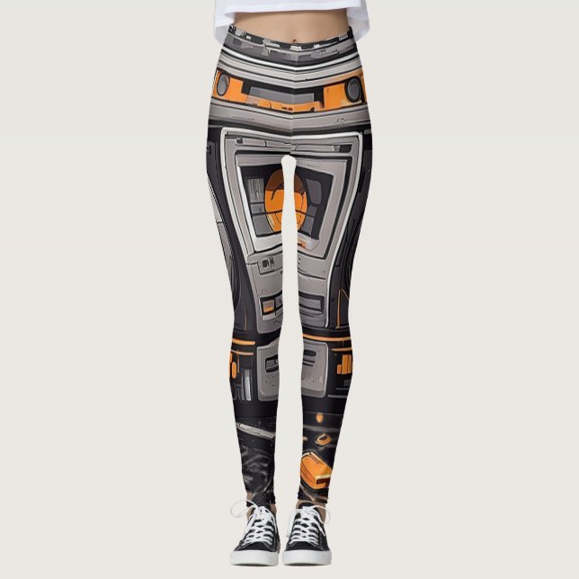 Groove i Stil: Retro Boombox Leggings (Framsida)