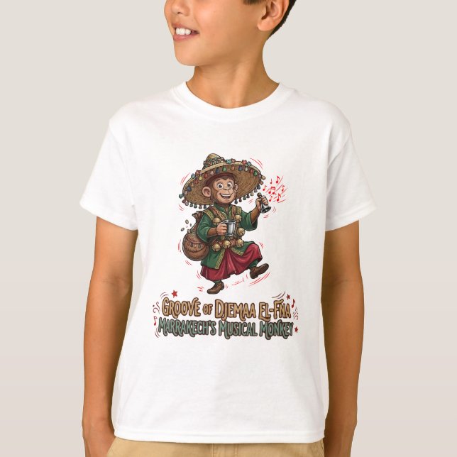 Groove of Djemaa El-Fna Marrakech Musical Monkey  T Shirt (Framsida)