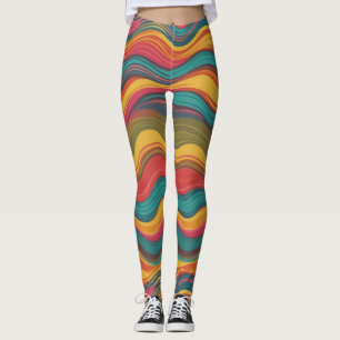 Groove Vågar 70s Psychedelic Line Mönster Leggings