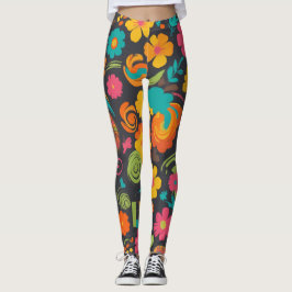Groove Vågar 70s Psychedelic Line Mönster Leggings