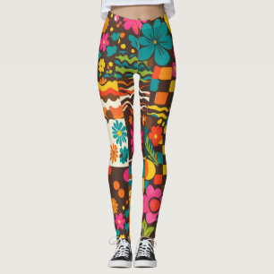 Groove Vågar 70s Psychedelic Line Mönster Leggings