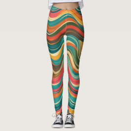 Groove Vågar 70s Psychedelic Line Mönster Leggings