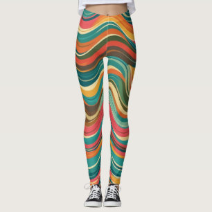 Groove Vågar 70s Psychedelic Line Mönster Leggings