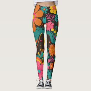 Groove Vågar 70s Psychedelic Line Mönster Leggings