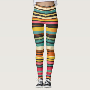 Groove Vågar 70s Psychedelic Line Mönster Leggings