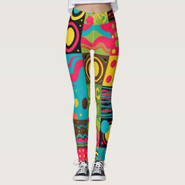 Groove Vågar 70s Psychedelic Line Mönster Leggings