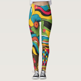 Groove Vågar 70s Psychedelic Line Mönster Leggings