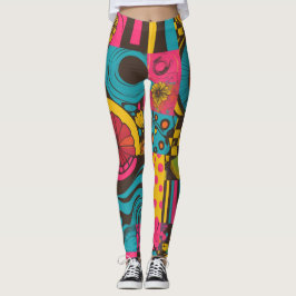 Groove Vågar 70s Psychedelic Line Mönster Leggings