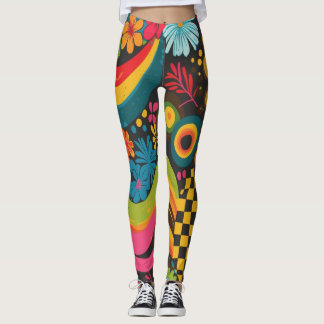 Groove Vågar 70s Psychedelic Line Mönster Leggings