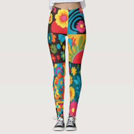 Groove Vågar 70s Psychedelic Line Mönster Leggings