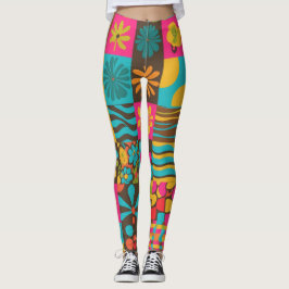 Groove Vågar 70s Psychedelic Line Mönster Leggings