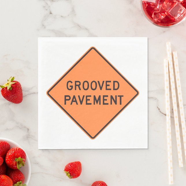 Grooved Pavement Road Sign Napkins Pappersservett (Skapare uppladdad)