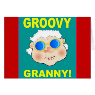Groovey Granny Tecknad Hälsningskort
