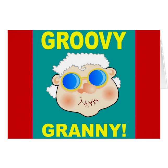 Groovey Granny Tecknad Hälsningskort (Framsidan Horizontal)