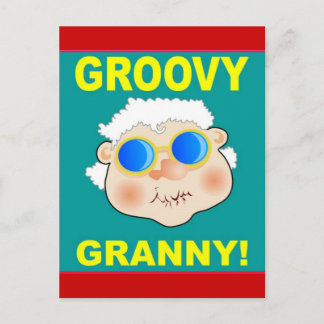 Groovey Granny Tecknad Vykort