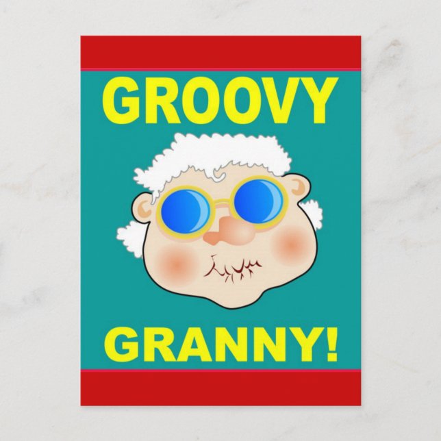 Groovey Granny Tecknad Vykort (Framsida)