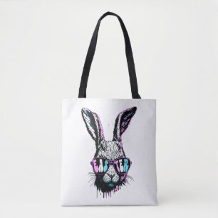 Groovi Rabbit Bunny Ansikte med solglasögon Påsk Tygkasse
