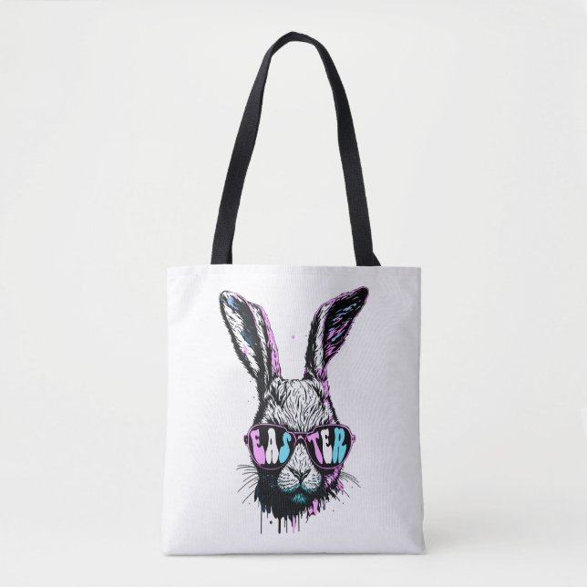 Groovi Rabbit Bunny Ansikte med solglasögon Påsk Tygkasse (Framsida)