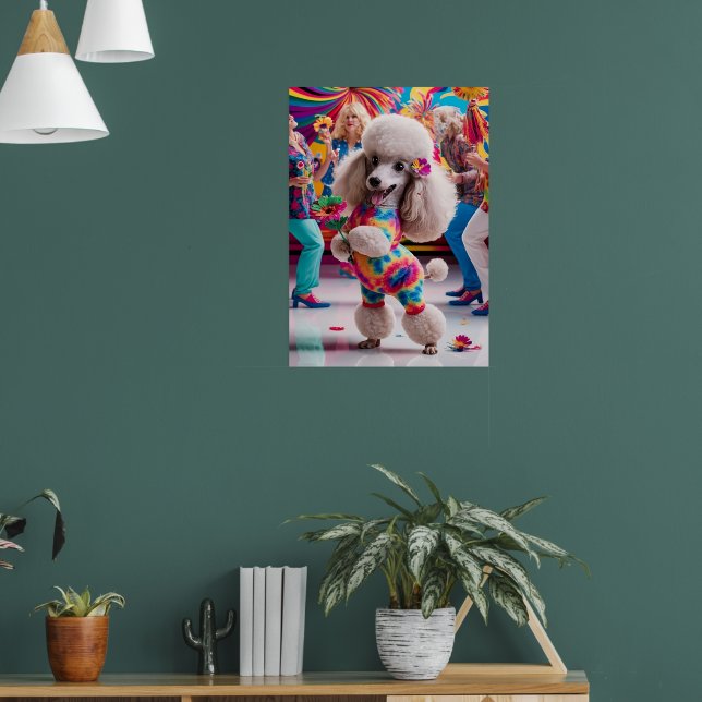 Groovie Hippie 60:s Poodle Dancing in the Disco Poster (Vardagsrum 1)