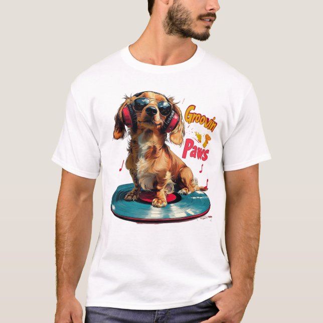Groovin Paws - Dachshundmusik T Shirt (Framsida)