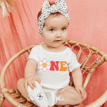 Groovous rosa & orange en första födelsedag t shirt<br><div class="desc">Groovy One Småbarn Shirt - Retro Rainbow Birthday Shirt - First Birthday Natural Småbarn Tee.</div>