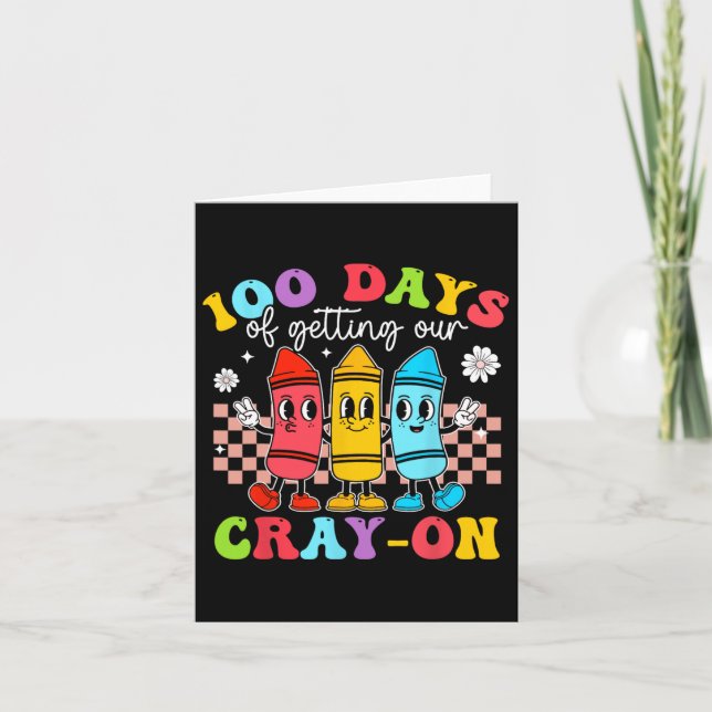 Groovy 100 dagar för att få Crayon Studenter Lärar Kort (Framsida)