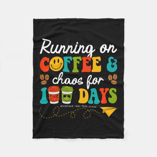 Groovy 100 dagar kaffe och chaoslärare 100 dagar fleecefilt (Framsidan)