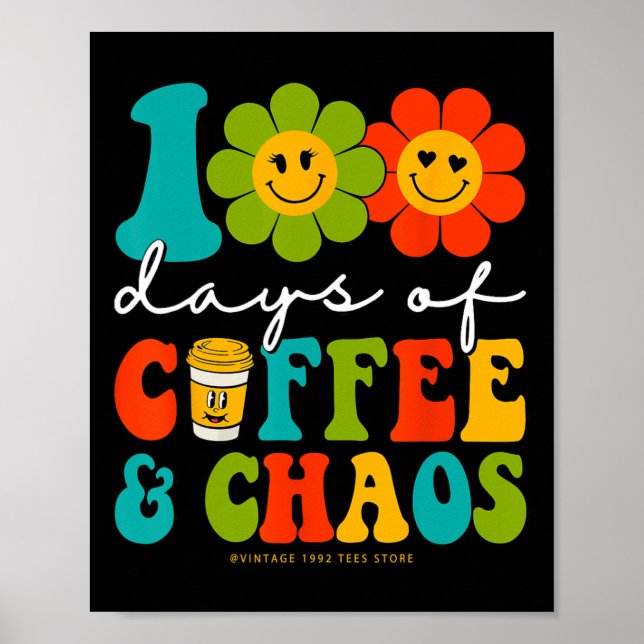 Groovy 100 dagar kaffe och chaoslärare 100 dagar poster (Framsidan)