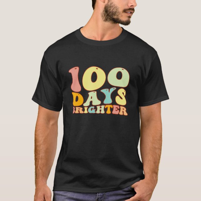 Groovy 100 Days Brighter Student 100th Day Of Scho T Shirt (Framsida)