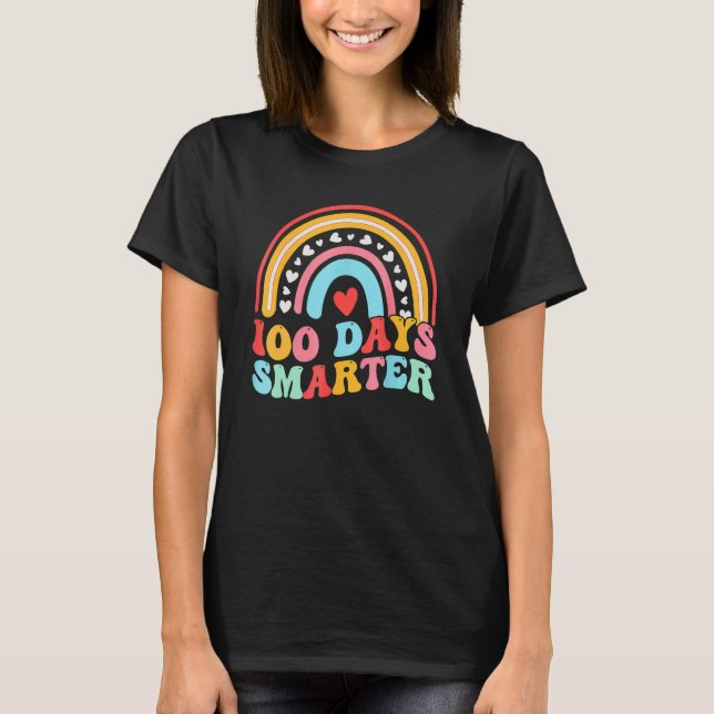 Groovy 100 Days Smarter Rainbow 100th Day Of Schoo T Shirt (Framsida)