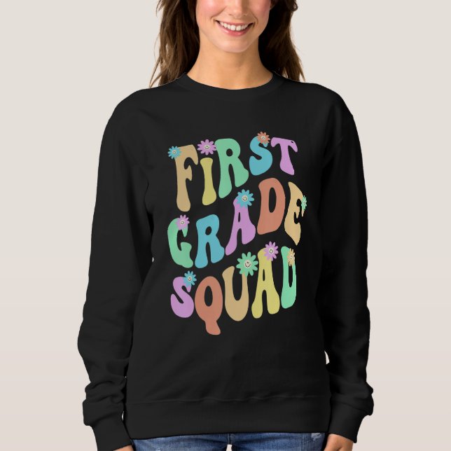 Groovy 1st Grade Squad School Teacher First Gr Ret T Shirt (Framsida)