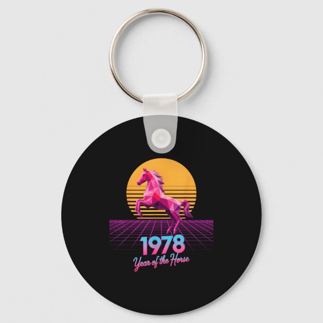 Groovy 2026 Häst År 1978 48-årsdag Lunar La Nyckelring (Framsida)
