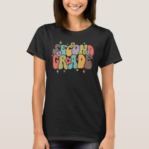 Groovy 2:a Klass Vibes Ansikte Retro-lärare tillba T Shirt