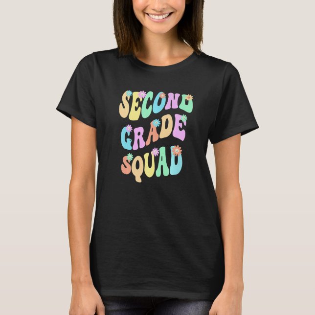 Groovy 2nd Grade Squad School Teacher Second Gr Re T Shirt (Framsida)